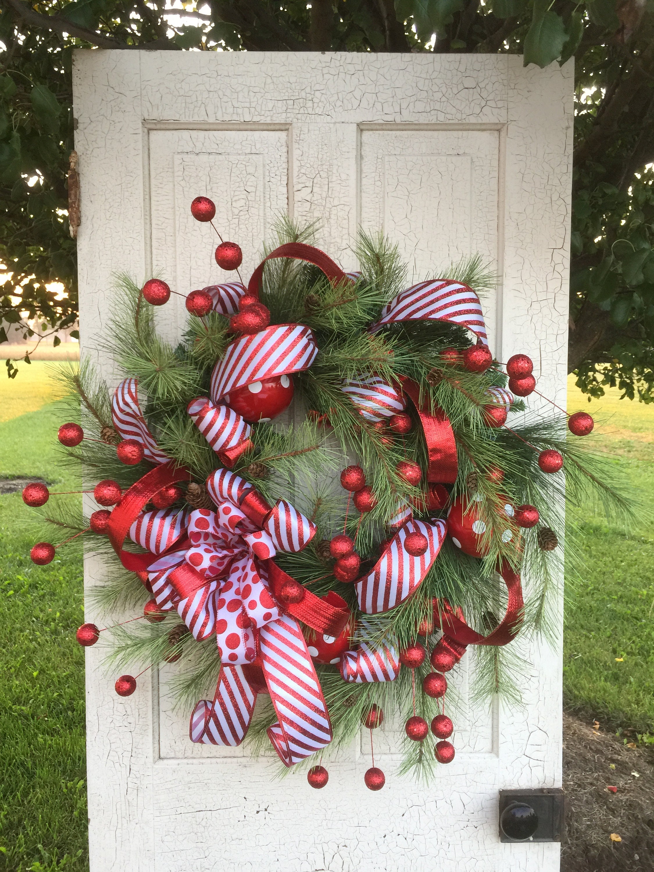 Large Christmas Wreath Red Christmas Wreath Whimsical Etsy