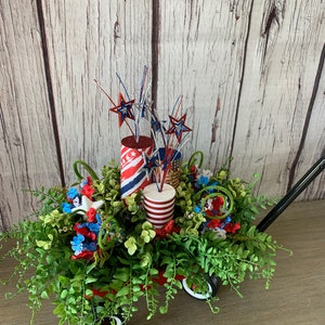 Patriotic table arrangement, patriotic table centerpiece, americana decor, americana centerpiece, Patriotic decor 4th of July centerpiece