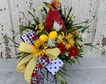 Watermelon Sunflower Centerpiece, Summer Table Decor (17" High)