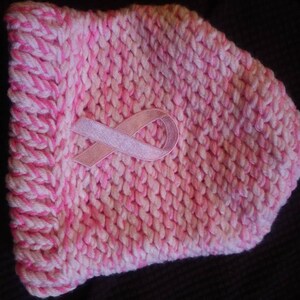 Breast Cancer Awareness adult knitted hat - 3 styles