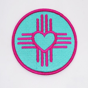 Purple On Turquoise Zia - Embroidered Patch