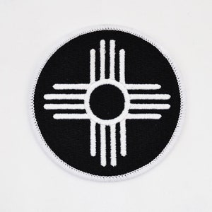 White On Black Zia - Embroidered Patch
