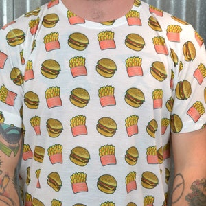 All Over Burgers and Fries - White Unisex Tee