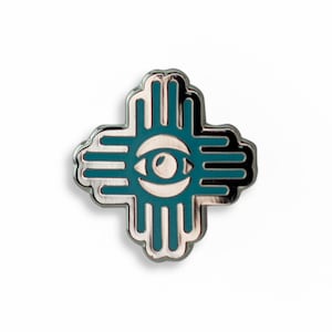 Eye Zia - Turquoise On Silver - Enamel Pin