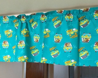 Scooby-do The Mystery Teal Handmade Cotton Window Valance