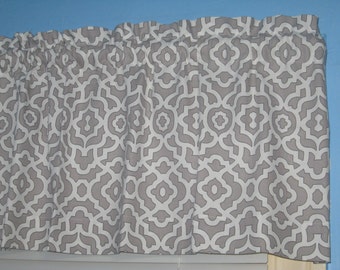 43"x14" Handmade HOME DECOR Gray White Quatrefoil Window Curtain  Valance