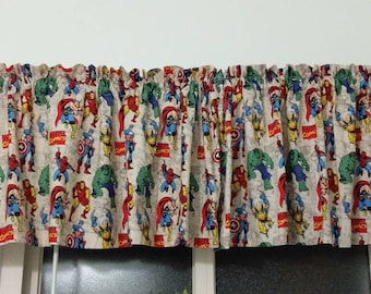 Colorful Marvel Comic Handmade Cotton Window Valance
