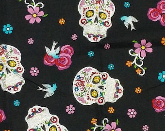 Colorful Skeleton Cotton Fabric by the yard Fat quarter
