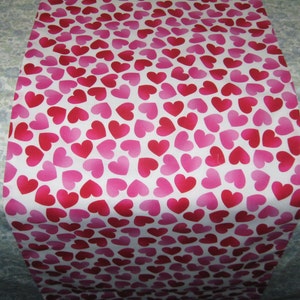 Red Pink Hearts Valentine Handmade 100% Cotton Table Runner image 3