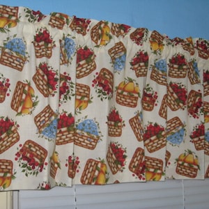 Cotton Fruits  Baskets  Kitchen Window Curtain Valance