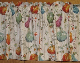 Orange Green  Pumpkin Purple Orange Squash Leaves  CURTAIN VALANCE