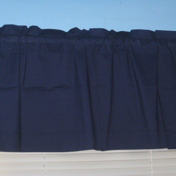 Handmade SOLID Navy  Cotton Blend Window Curtain Valance