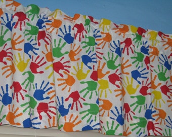 COLORFUL HANDPRINT Cotton Handmade  Window Valance
