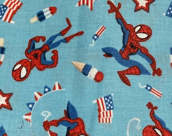 Spider Man Blue Red Cotton  Fabric by the yard Fat quarter