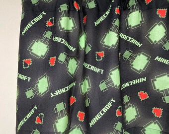 Green Black Red MINECRAFT Handmade Cotton Window Valance