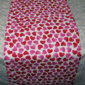 Red Pink Hearts Valentine Handmade 100% Cotton Table Runner image 1