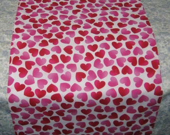 Red Pink Hearts Valentine Handmade 100% Cotton Table Runner