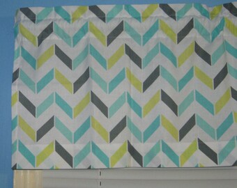 HANDMADE Turquoise Yellow Orange Blue Pink White Window Checron zigzag shripe Curtain Valance