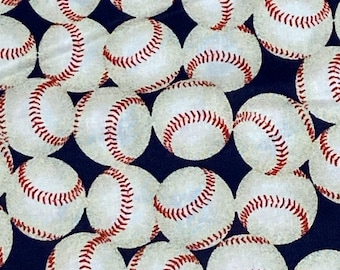 100% COTTON Dark Navy white Red Baseball Fabric By The Yard Fat Quarter