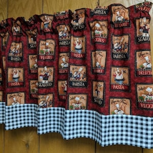 Fat Chef Checkered Border Trim Handmade Valance