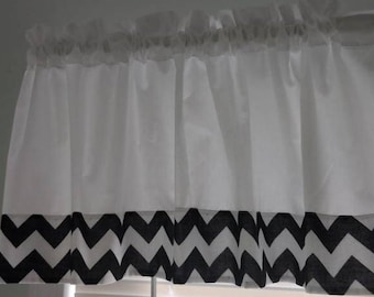 Black white Handmade window  curtain Valance