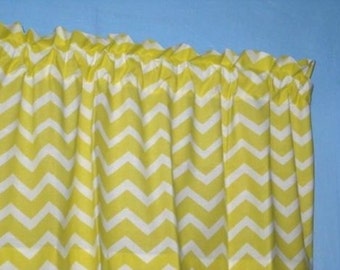 LINED HANDMADE Yellow  White chevron zigzag striped Window Curtain VALANCE