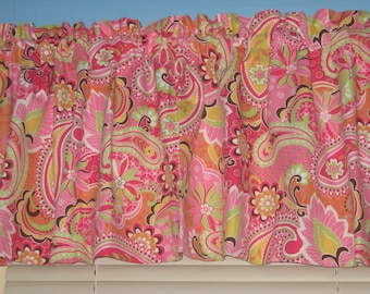 Large Paisley Home décor fabric Pink Window Valance