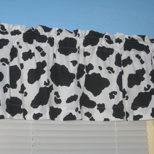 Handmade 100% Cotton Black White Cow Spot  Print Curtain Valance