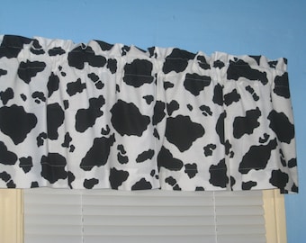 Handmade 100% Cotton Black White Cow Spot  Print Curtain Valance