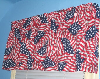 LINED Tossed  Stars and Stripe Valance 13" x 42"