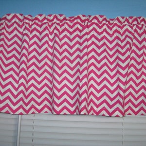 Pink White chevron zigzag striped Cotton Window Curtain Valance
