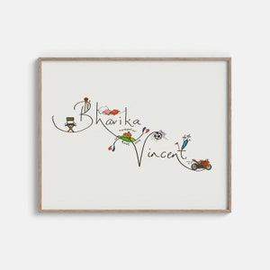 Bespoke Illustration, Custom Illustration, Personalised Illustration, Couple Illustration