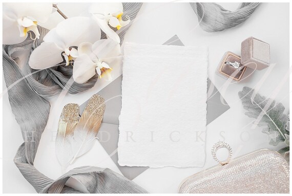 Gray Gold White Deckled Edge Stationery Mockup For Wedding Gray Gold White Deckled Edge Stationery Mockup For Wedding