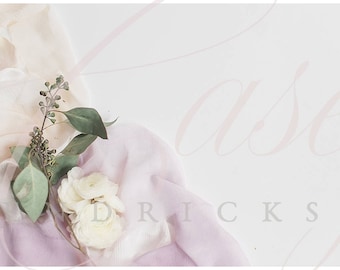 Download Free Just florals with silk ribbon mockup stock photo PSD Template