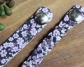 Phlox Braided Leather Bracelet / Purple Floral Leather Braid / Fall Jewelry