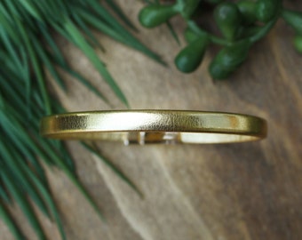 Soft Gold Skinny Stacker / Magnetic Clasp Bracelet / Gold Leather Bangle Stacking Bracelet