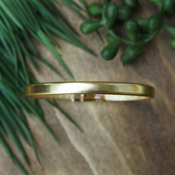 Soft Gold Skinny Stacker / Magnetic Clasp Bracelet / Gold Leather Bangle Stacking Bracelet