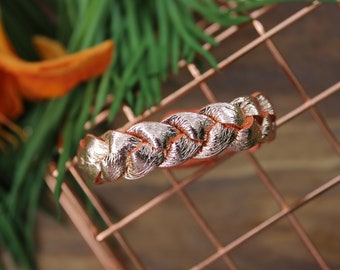 Rose Gold Metallic Braided Leather Bracelet / Leather Braid / Metallic Leather Jewelry