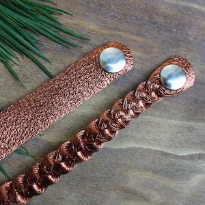 Copper Boom (new dye lot) Metallic Braid / Bronze Braided Leather Bracelet / Leather Braid / Three-Strand Bracelet / Brown Leather Braid
