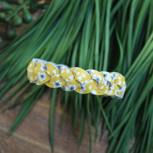 Buttercup Leather Braid or Cuff / Floral Leather Bracelet  / Leather Stacking Bracelet / Flower Print Bracelet