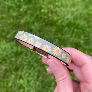 Daisy Dearest Midi Stacker / Floral Leather Bangle / 10mm Magnetic Clasp Stacking Bracelet