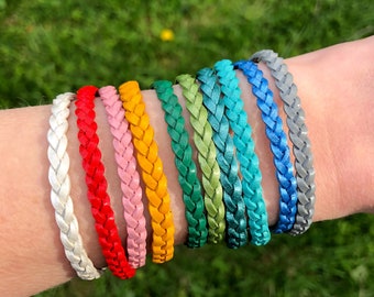 You Choose Your Color Rellim Mini Braid / Braided Stacking Bracelet / Leather Bracelet / Bangle / Magnetic Clasp