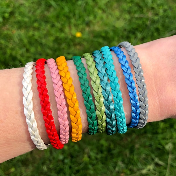 You Choose Your Color Rellim Mini Braid / Braided Stacking Bracelet / Leather Bracelet / Bangle / Magnetic Clasp