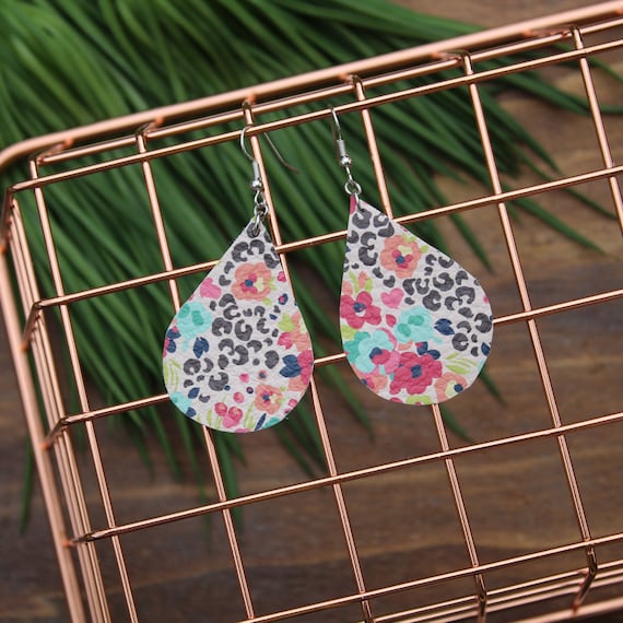 Floral & Leopard Leather Earrings Floral & Leopard Leather Earrings