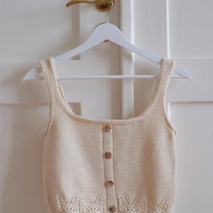 Handmade Knit Tank Top for Women, Button Front Knit Crop Top, Cottagecore Camisole, Soft Summer Sweater Vest, Minimalist Boho Top