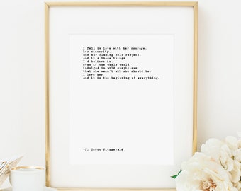 F Scott Fitzgerald Quote Print Love Believe Self Respect Beginnings Courage Inspirational Positive Quote Typewriter Dorm Art Minimalist