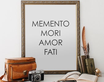 Memento Mori Amor Fati Printable Stoic Stoicism Motivational Poster Inspirational Art Home Decor Minimalist Quote Fate Life Death Destiny