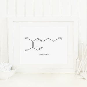 Dopamine Printable Molecule Science Print Chemistry Biology Happiness Love Sexy Wall Art Molecules Science STEM Typewriter Geeky Nerdy