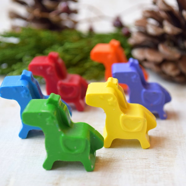 Pony crayons Christmas party favors Horse Party bag coloring preschool activity shape Travel Farmyard pretend play Horse themed Set of 6