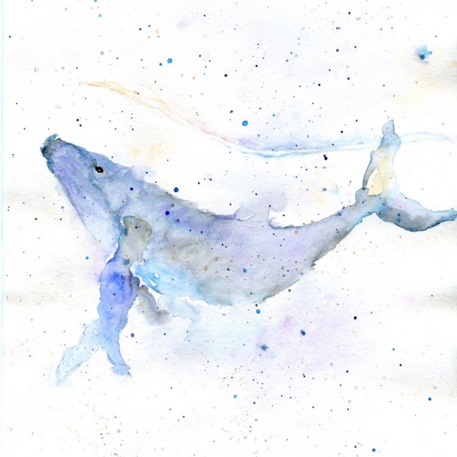 Whale Watercolor Original Print Painting Kids Room Decor Etsy